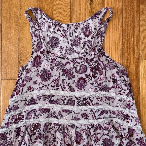 Free People Purple Trapeze Tank Dress Floral Chemise Size XS Oversized Tunic - Picture 3 of 7